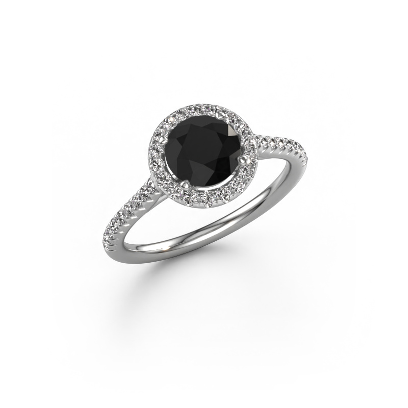 Image of Engagement ring Seline rnd 2 950 platinum Black diamond 1.64 crt