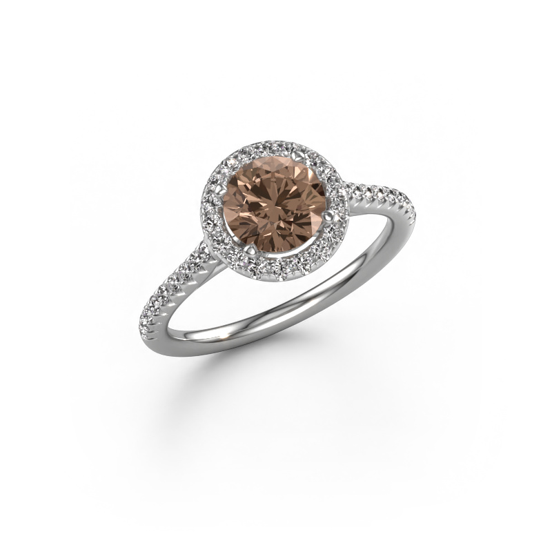 Image of Engagement ring Seline rnd 2 950 platinum Brown diamond 1.340 crt