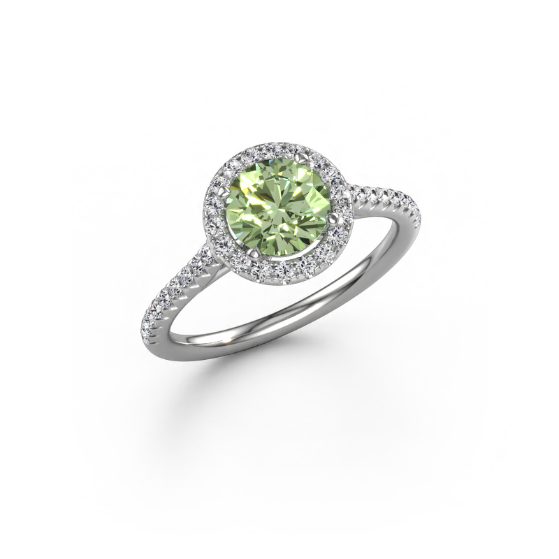 Bild von Verlobungsring Seline rnd 2 585 Weißgold Grüner Labor-Diamant 6.5 mm
