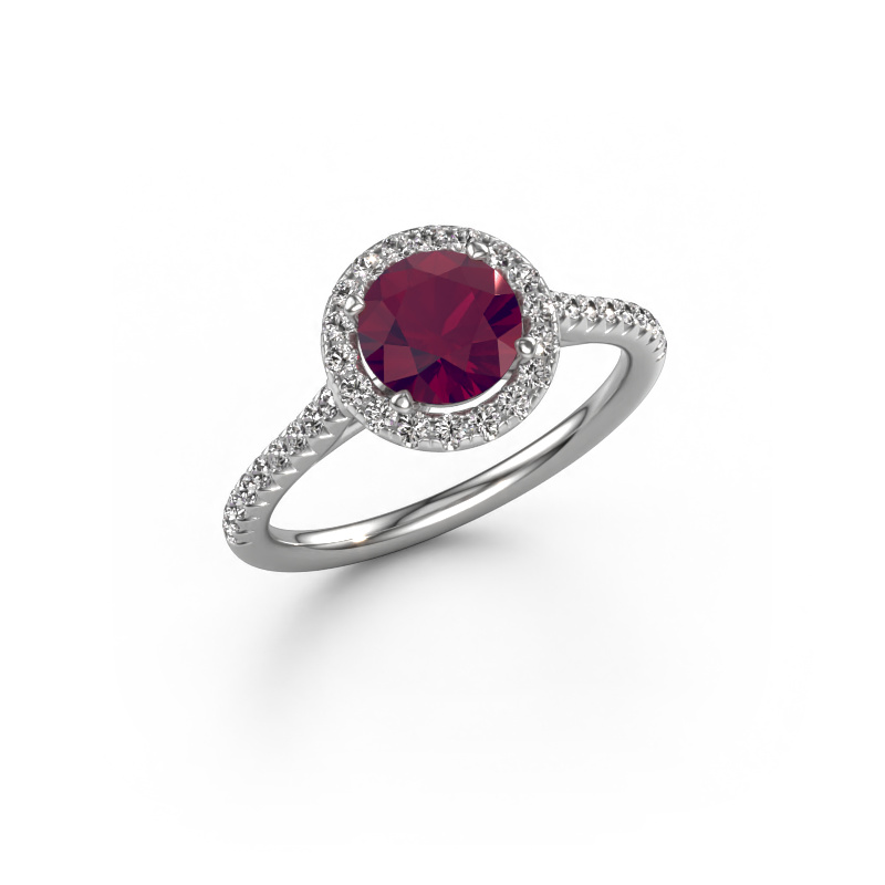 Image de Bague de fiançailles Seline rnd 2 950 platine Rhodolite 6.5 mm