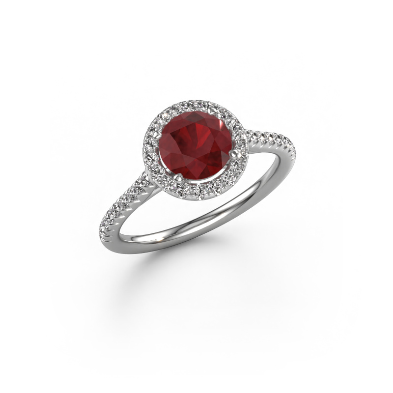 Image of Engagement ring Seline rnd 2 950 platinum Ruby 6.5 mm