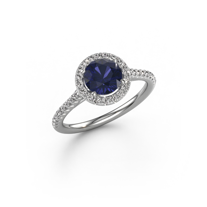 Image of Engagement ring Seline rnd 2 585 white gold Sapphire 6.5 mm