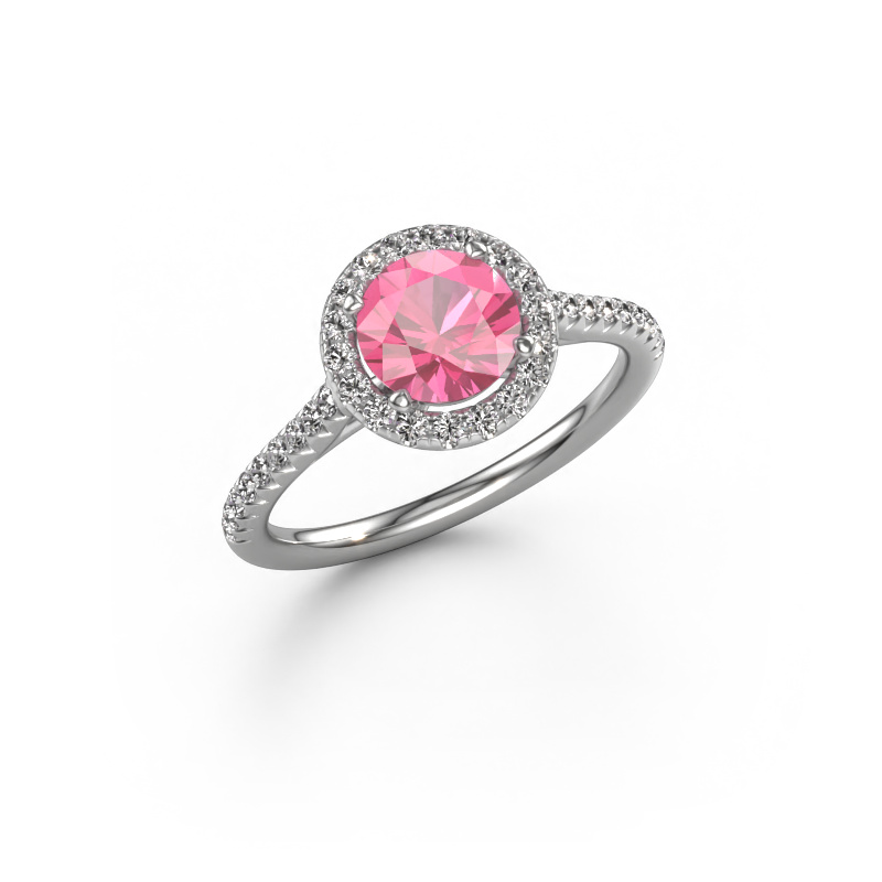 Afbeelding van Verlovingsring Seline rnd 2 585 witgoud Roze saffier 6.5 mm