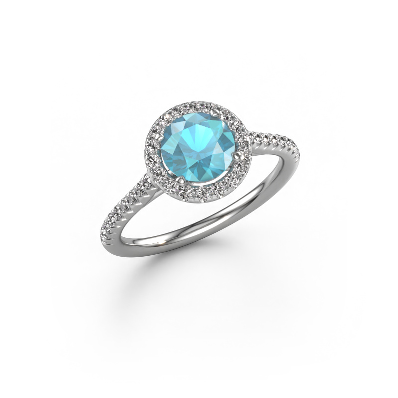 Bild von Verlobungsring Seline rnd 2 950 Platin Blau Topas 6.5 mm
