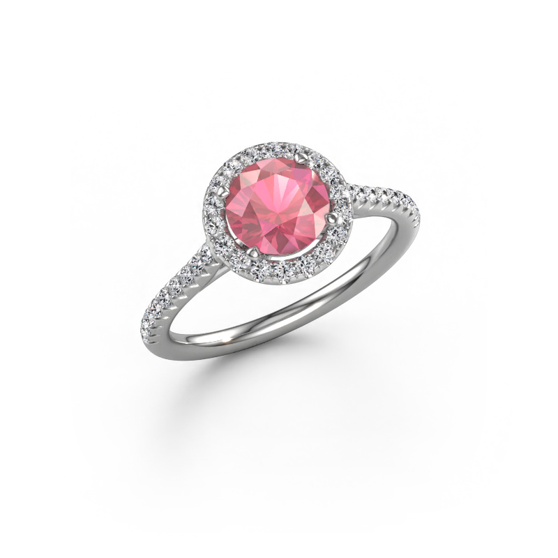 Image of Engagement ring Seline rnd 2 585 white gold Tourmaline pink 6.5 mm