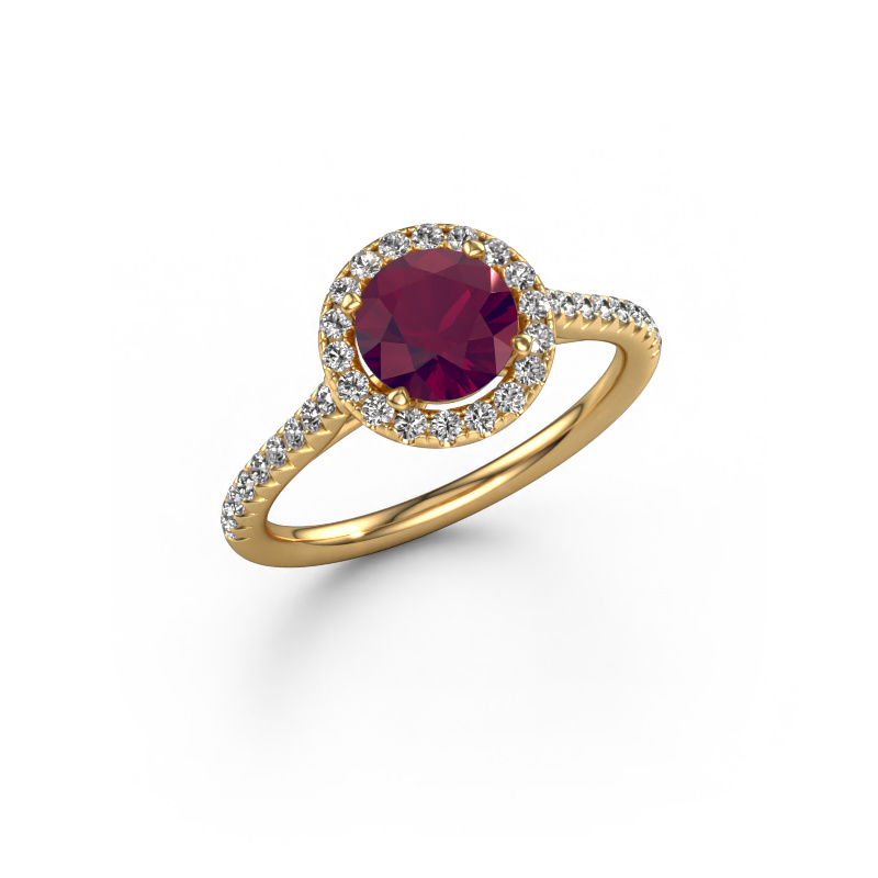 Image de Bague de fiançailles Seline rnd 2 585 or jaune Rhodolite 6.5 mm