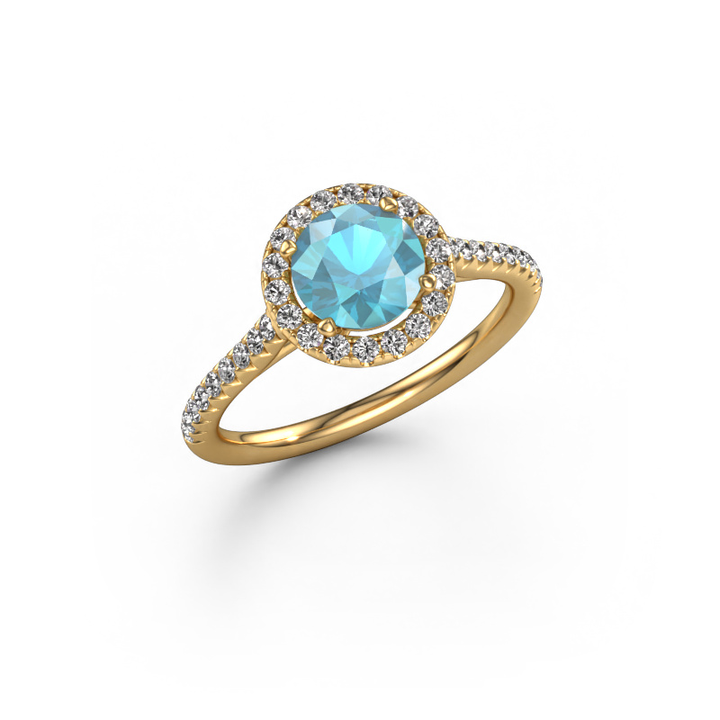 Image of Engagement ring Seline rnd 2 585 gold Blue topaz 6.5 mm