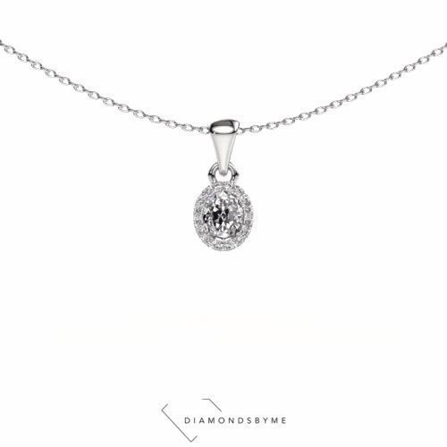 Image of Pendant Seline ovl 925 silver Diamond 0.43 crt