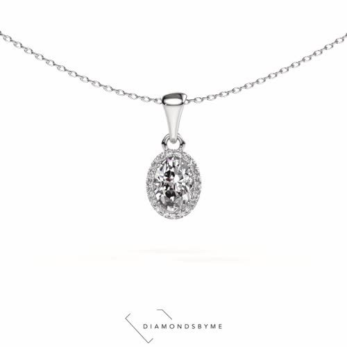 Image of Pendant Seline ovl 925 silver Black diamond 1.15 crt