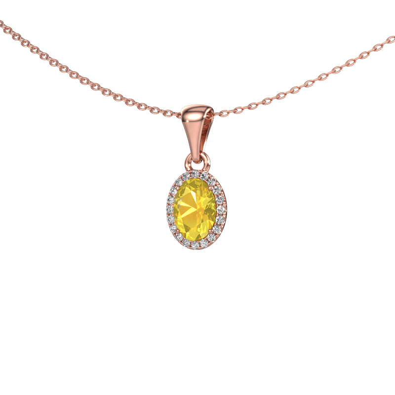Image of Pendant Seline ovl 585 rose gold Yellow sapphire 7x5 mm