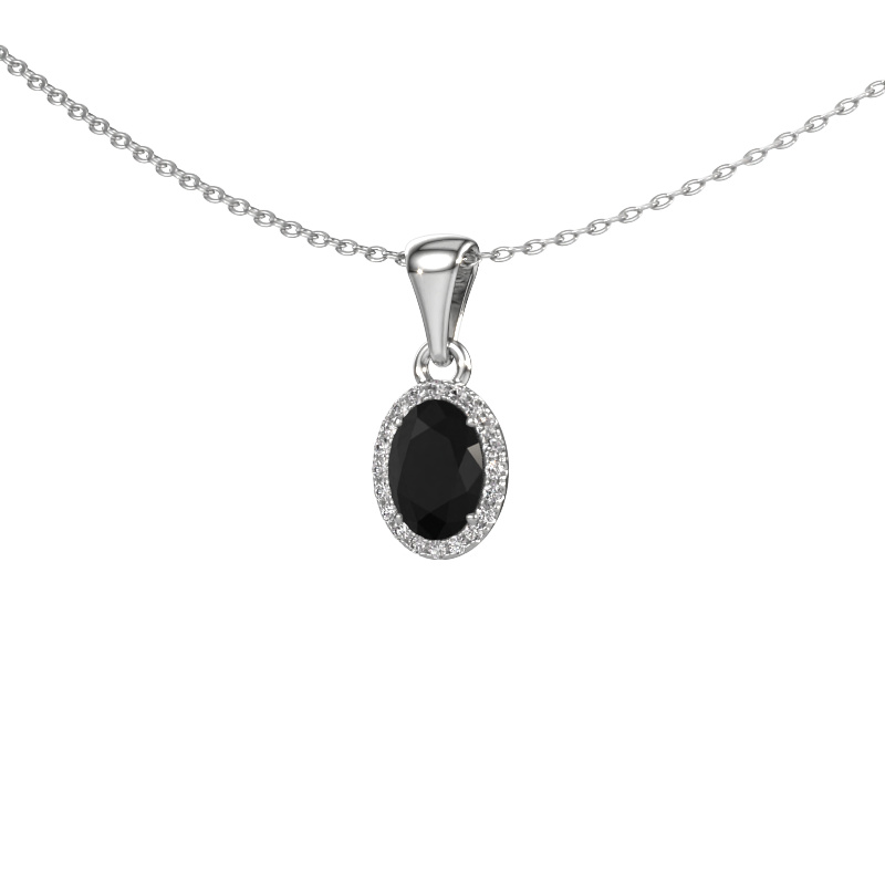 Image of Pendant Seline ovl 925 silver Black diamond 1.15 crt