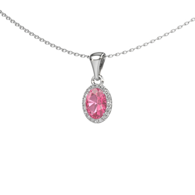 Image of Pendant Seline ovl 585 white gold Pink sapphire 7x5 mm