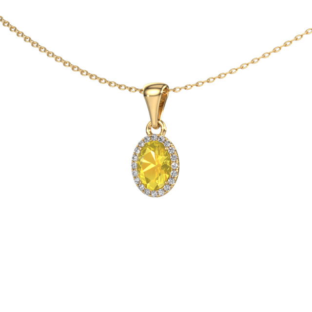 Image of Pendant Seline ovl 585 gold Yellow sapphire 7x5 mm
