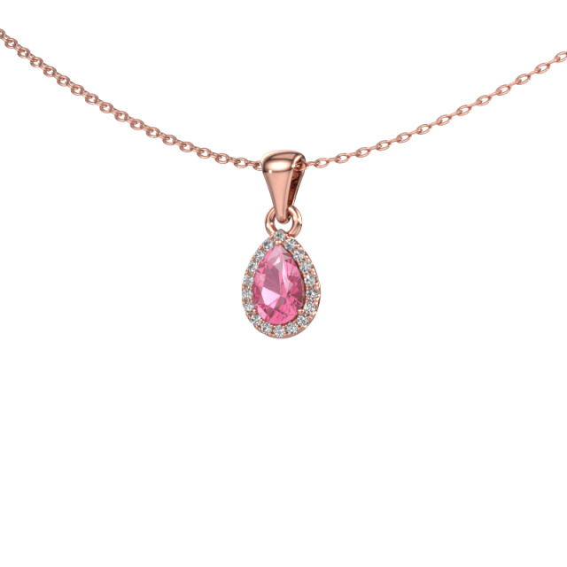Image of Necklace Seline per 585 rose gold Pink sapphire 6x4 mm