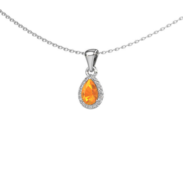 Image of Necklace Seline per 925 silver Citrin 6x4 mm