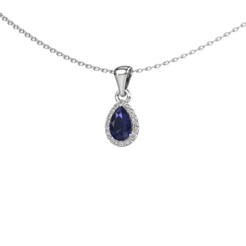 Image of Necklace Seline per 950 platinum Sapphire 6x4 mm