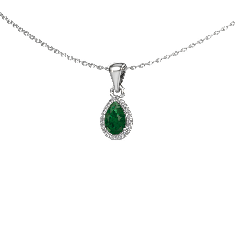 Image of Necklace Seline per 950 platinum Emerald 6x4 mm