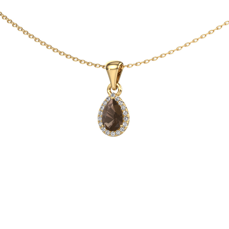 Image of Necklace Seline per 585 gold Smokey quartz 6x4 mm