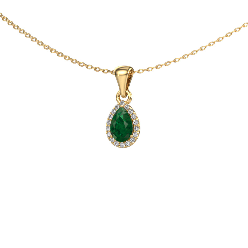 Image of Necklace Seline per 585 gold Emerald 6x4 mm