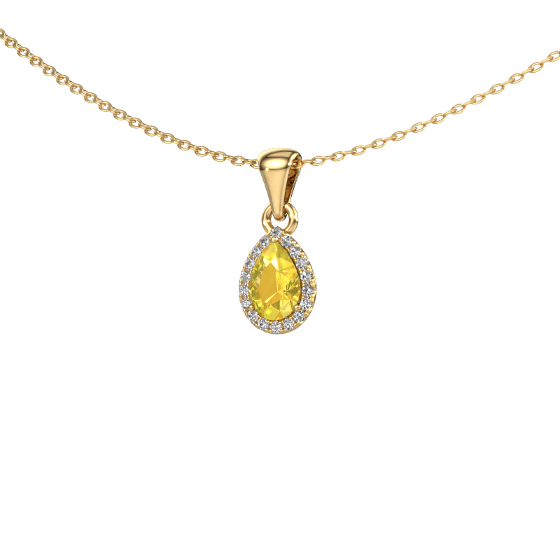 Image of Necklace Seline per 585 gold Yellow sapphire 6x4 mm