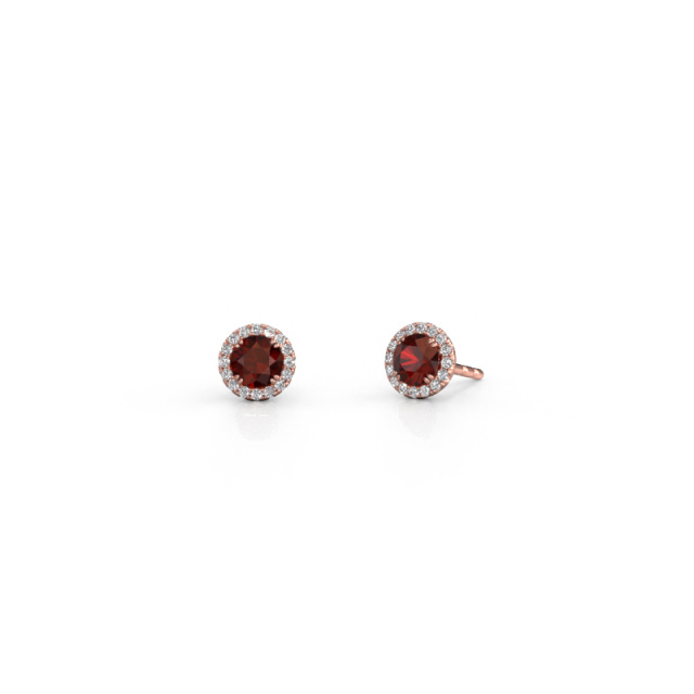 Image of Earrings Seline rnd 585 rose gold Garnet 4 mm