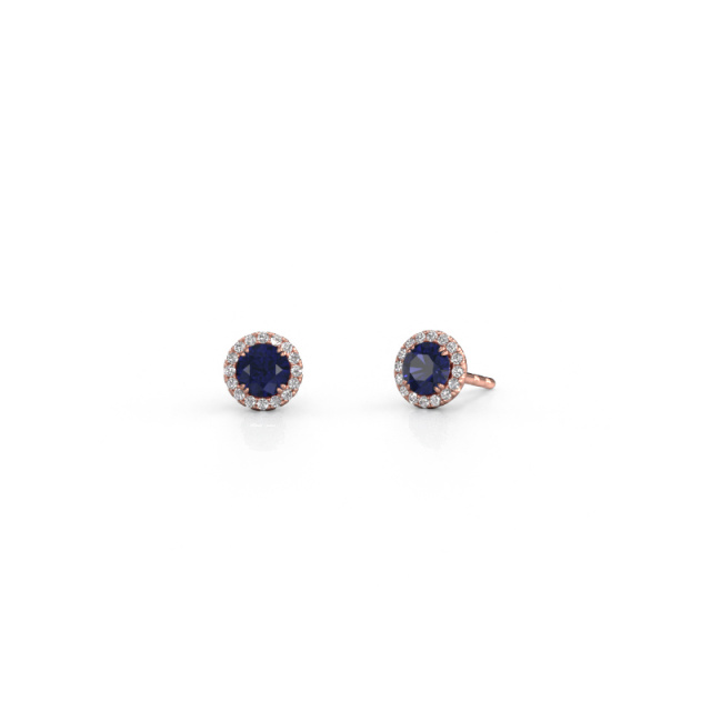 Image of Earrings Seline rnd 585 rose gold Sapphire 4 mm