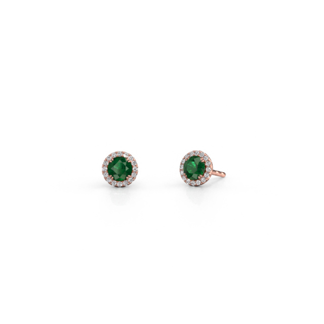 Image of Earrings Seline rnd 585 rose gold Emerald 4 mm