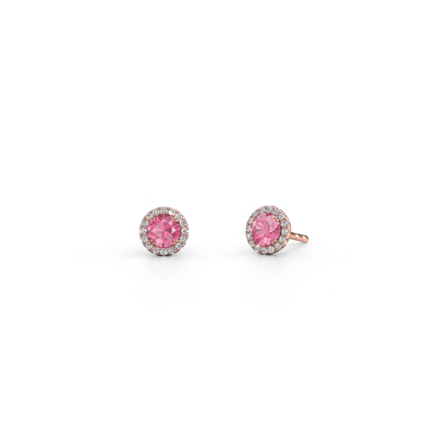 Image of Earrings Seline rnd 585 rose gold Pink sapphire 4 mm