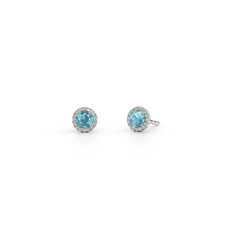 Image of Earrings Seline rnd 950 platinum Blue topaz 4 mm