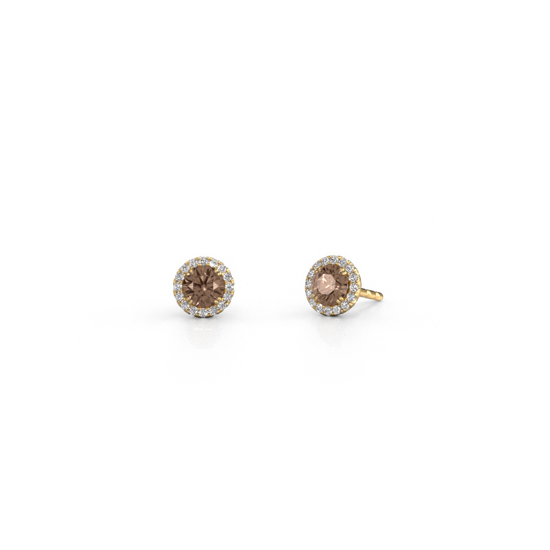 Image of Earrings Seline rnd 585 gold Brown diamond 0.64 crt