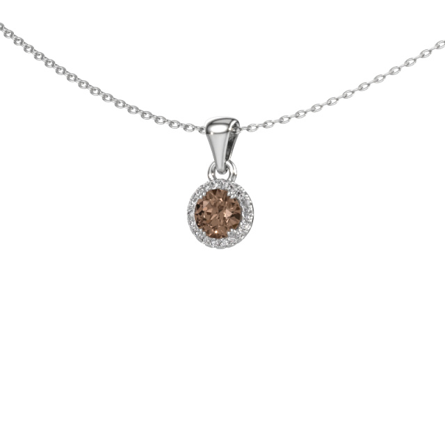 Image of Pendant Seline rnd 925 silver Brown diamond 0.48 crt