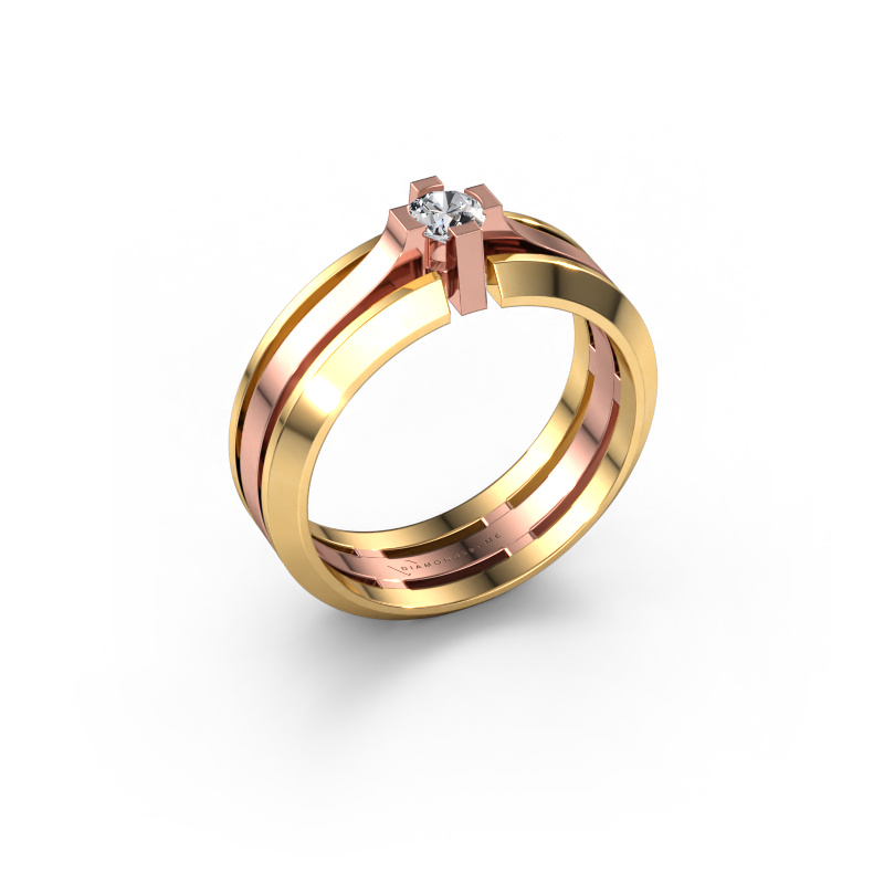 Image of Men's ring Sem 585 rose gold Lab grown diamond 0.25 crt