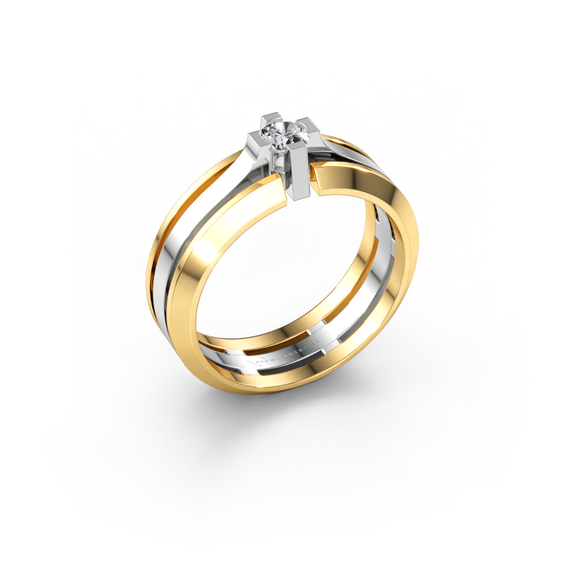 Immagine di Anello da uomo Sem 585 oro bianco Diamante 0.25 crt