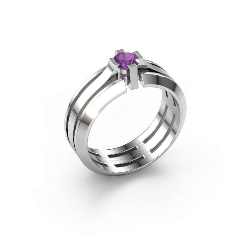Image of Men's ring Sem 950 platinum Amethyst 4.7 mm
