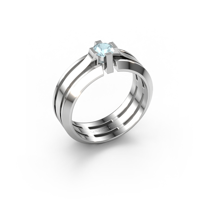 Image of Men's ring Sem 950 platinum Aquamarine 4.7 mm