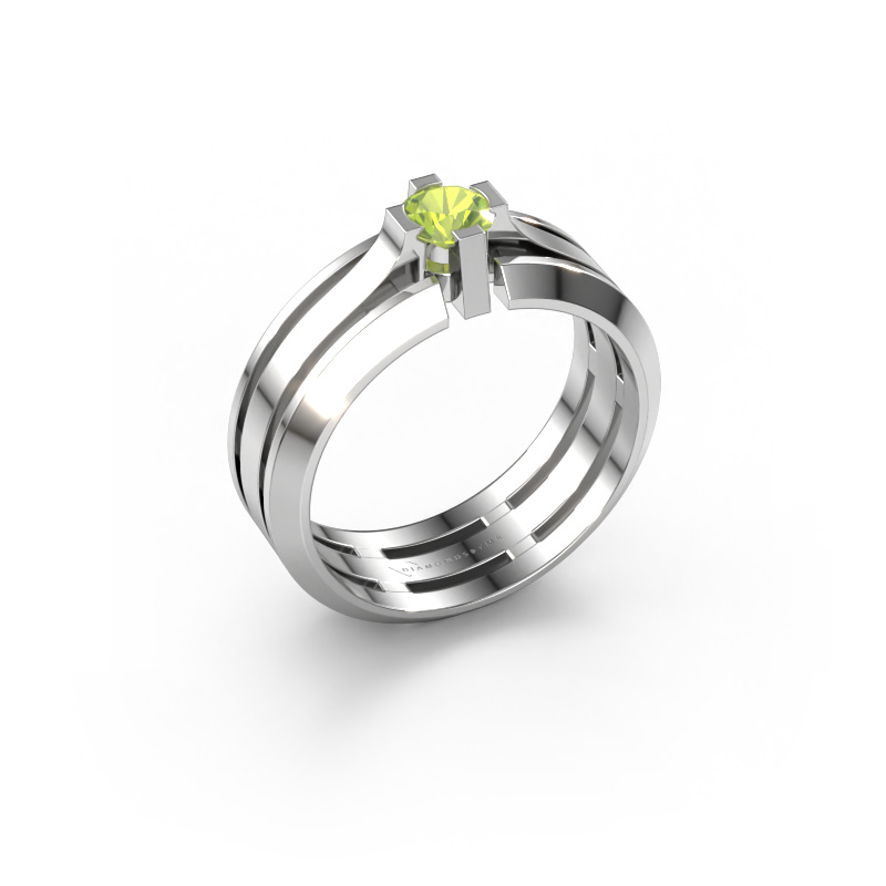 Image of Men's ring Sem 950 platinum Peridot 4.7 mm