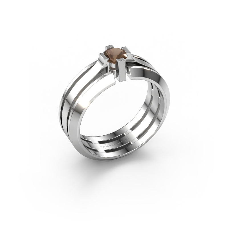 Image of Men's ring Sem 950 platinum Smokey quartz 4.7 mm