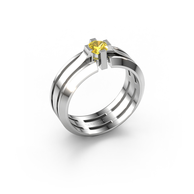 Image of Men's ring Sem 950 platinum Yellow sapphire 4.7 mm