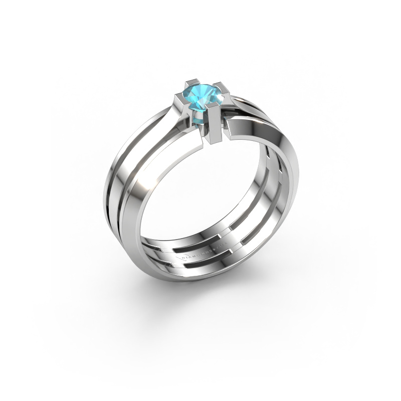 Image of Men's ring Sem 950 platinum Blue topaz 4.7 mm