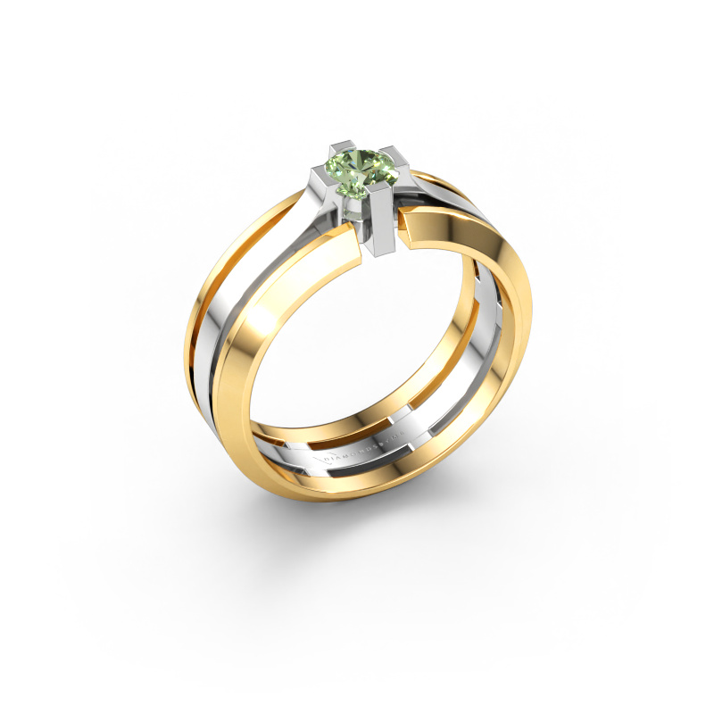Bild av Herrring Sem 585 vitt guld Grön labbodlad diamant 4.7 mm
