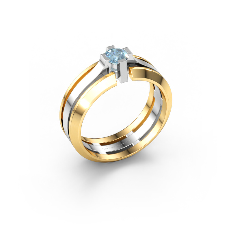 Bild av Herrring Sem 585 vitt guld Blå labbodlad diamant 4.7 mm