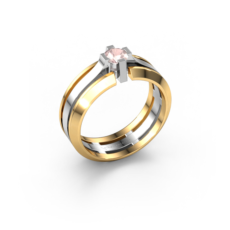 Image de Bague pour homme Sem 585 or blanc Champagne morganite 4.7 mm