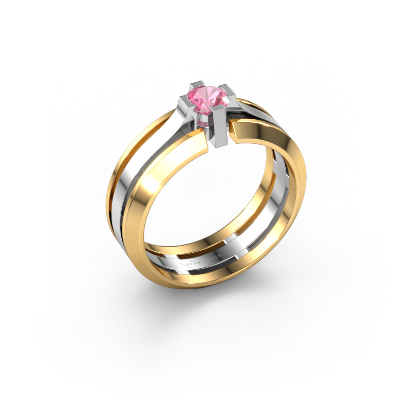 Afbeelding van Heren ring Sem 585 witgoud Roze saffier 4.7 mm