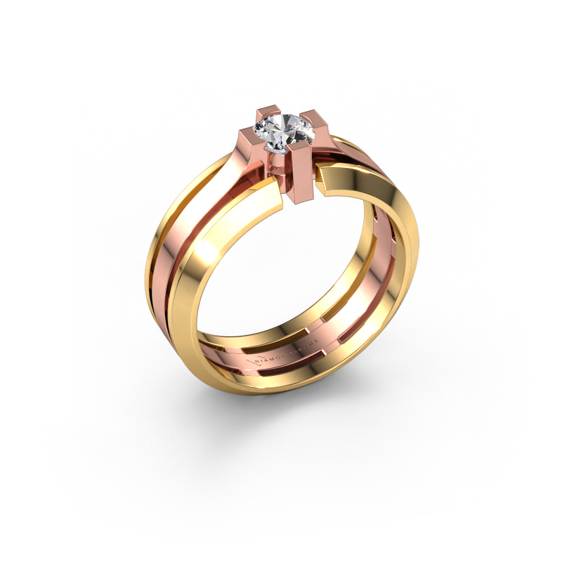 Image de Bague pour homme Sem 585 or rose Diamant synthétique 0.50 crt