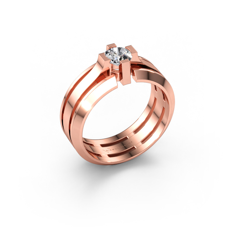 Immagine di Anello da uomo Sem 585 oro rosa Diamante 0.60 crt