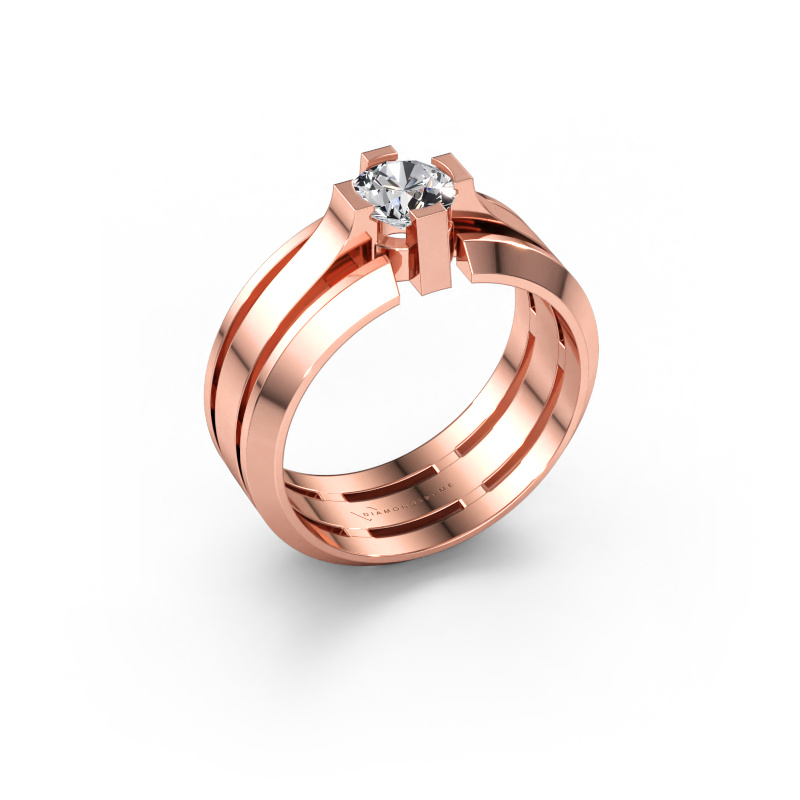 Immagine di Anello da uomo Sem 585 oro rosa Diamante 0.70 crt