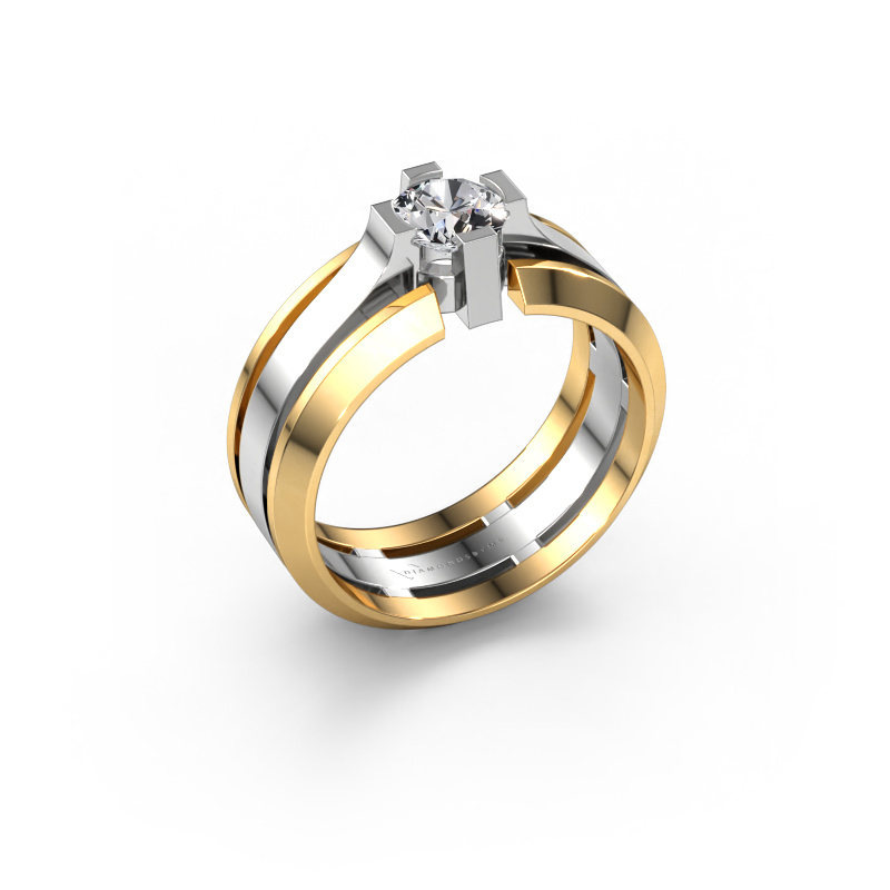 Image de Bague pour homme Sem 585 or blanc Diamant synthétique 0.70 crt