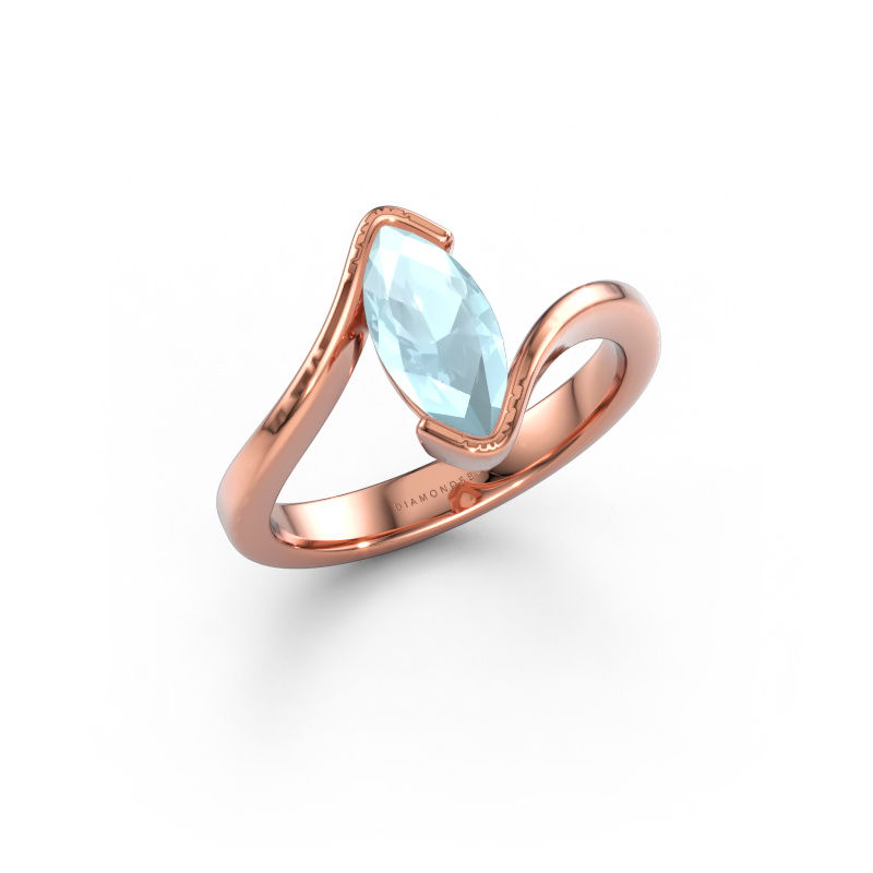 Image de Bague de fiançailles Eve 585 or rose Aigue-marine 10x5 mm