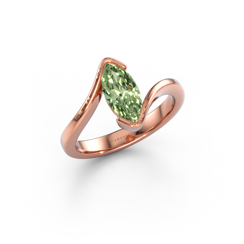 Bild av Förlovningsring Eve 585 roséguld Grön labbodlad diamant 10x5 mm