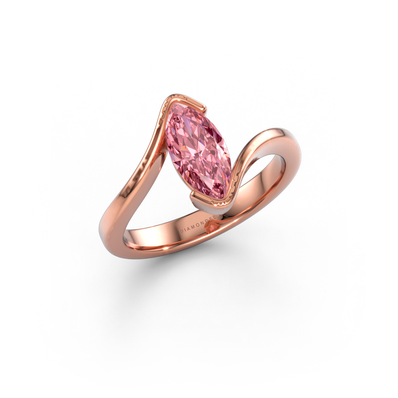 Image of Engagement ring Eve 585 rose gold Pink lab grown diamond 10x5 mm